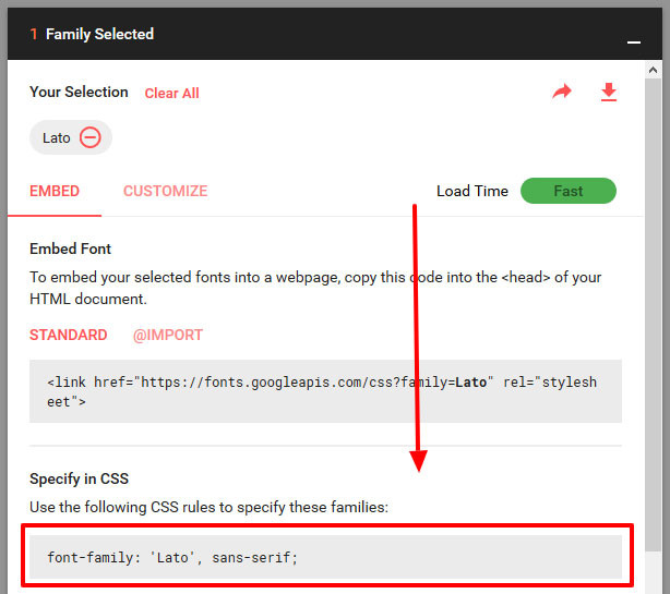 google fonts css