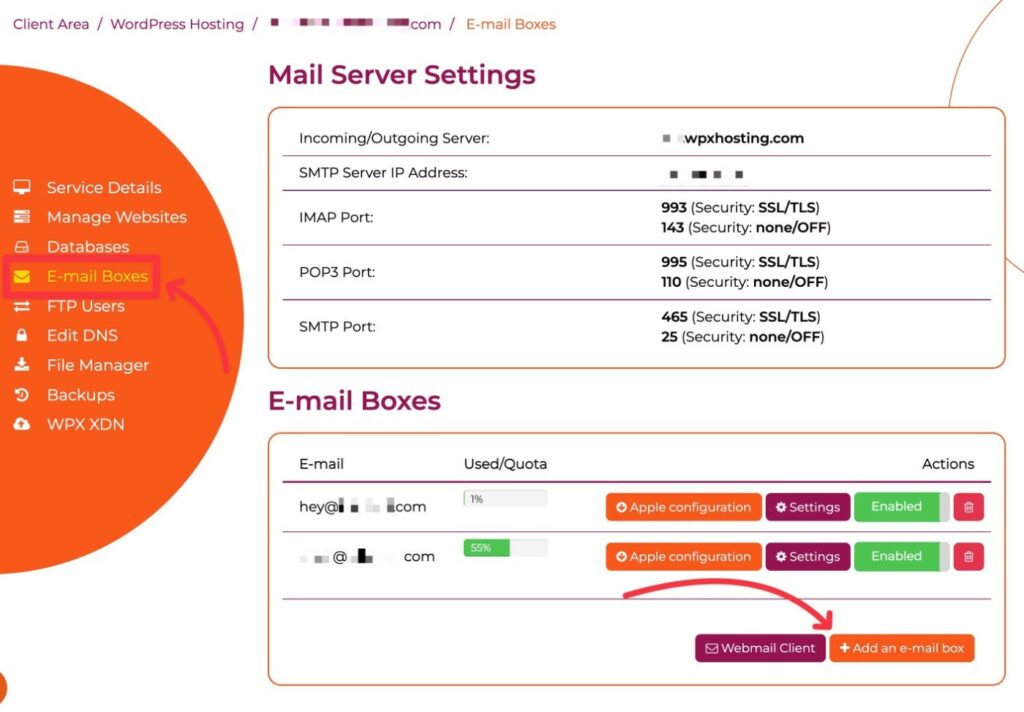 Email settings