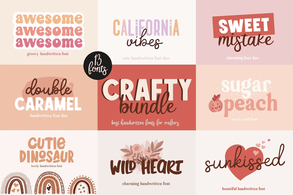 The Crafty Bundle t-shirt fonts.